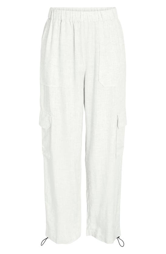 Shop Noisy May Leilani Elastic Waist Wide Leg Cargo Pants In Bright White