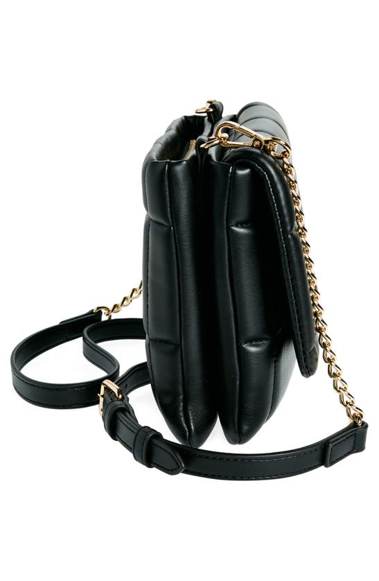 Shop Love Moschino Cushion Quilt Faux Leather Crossbody Bag In Black