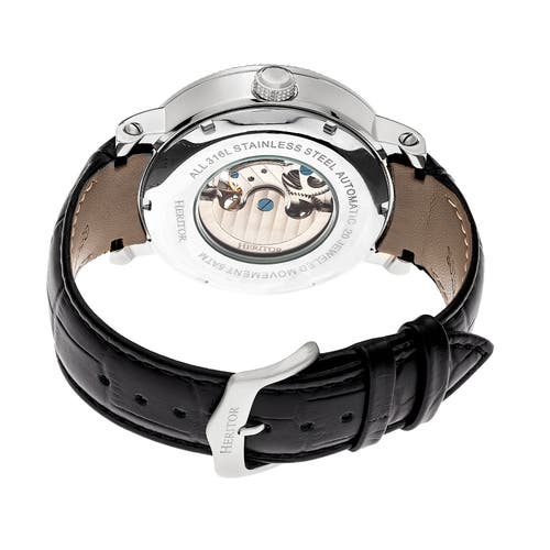 Heritor Automatic Aries Skeleton Dial Bracelet Watch In Black/white