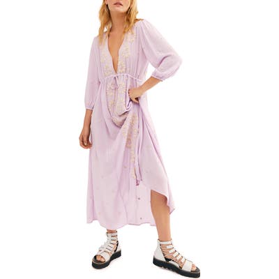 Free People Embroidered Midi Dress, Purple