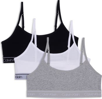 Calvin Klein 3 Pack Bustier Cotton Bralettes Black/Grey/White