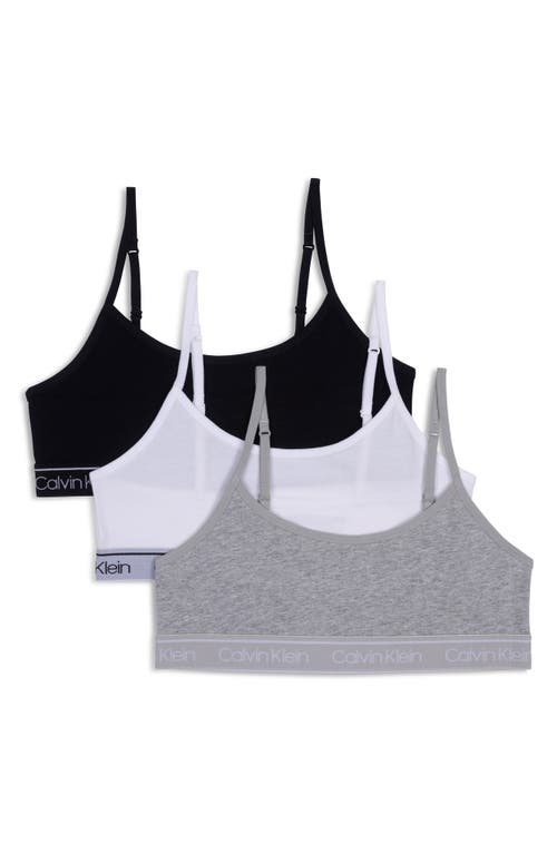 Calvin Klein Kids' Assorted 3-pack Stretch Cotton Bralettes In Heather Grey/black/white