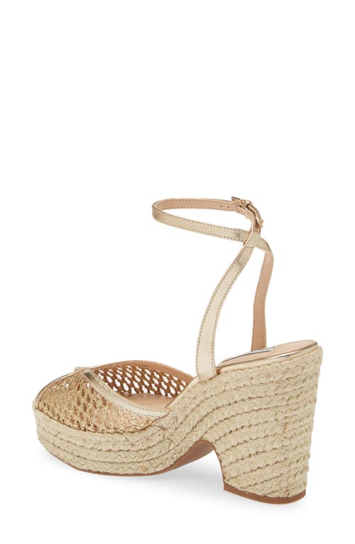 Shop Steve Madden Sydnee Espadrille Ankle Strap Sandal In Gold Raffia