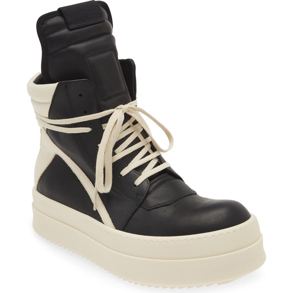 Rick Owens Geobasket Mega Bumper High Top Sneaker In Black/milk/milk