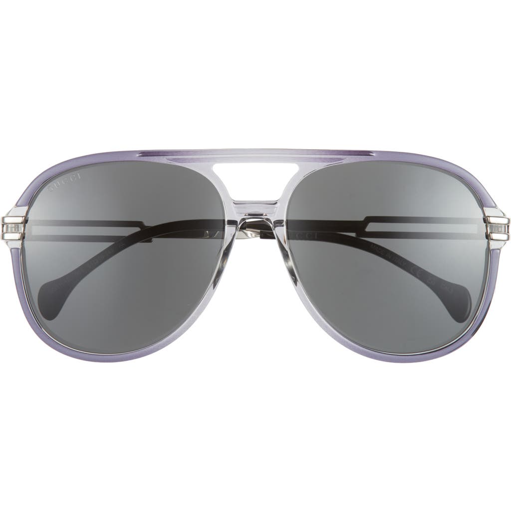 Gucci 61mm Aviator Sunglasses In Metallic