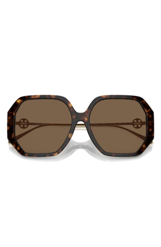 Tory Burch 57mm Irregular Sunglasses In Tortoise