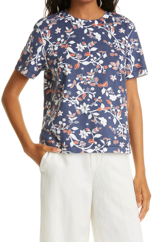 Tory Burch Print Crewneck T-shirt In Batik Flower | ModeSens