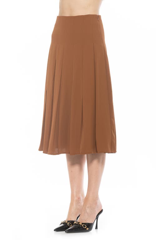 Shop Alexia Admor Shilo Pleated Midi Skirt In Brown