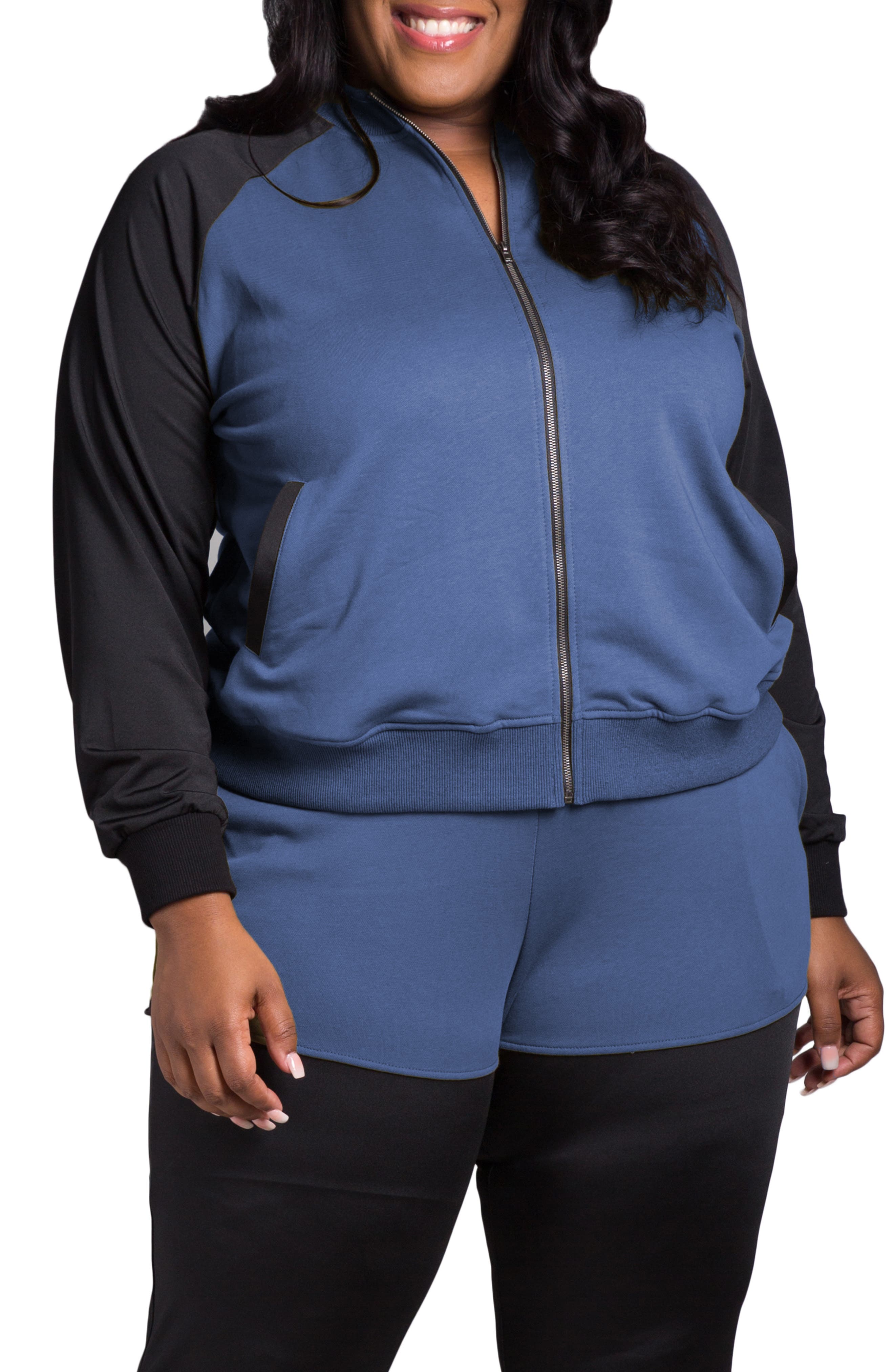 navy blue women's plus size jackets