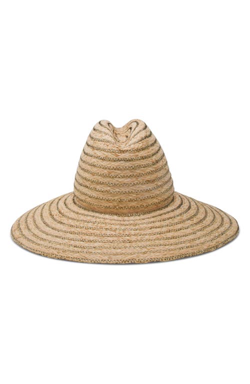 Shop Gigi Burris Millinery Requiem Zigzag Packable Raffia Fedora In Beige/black