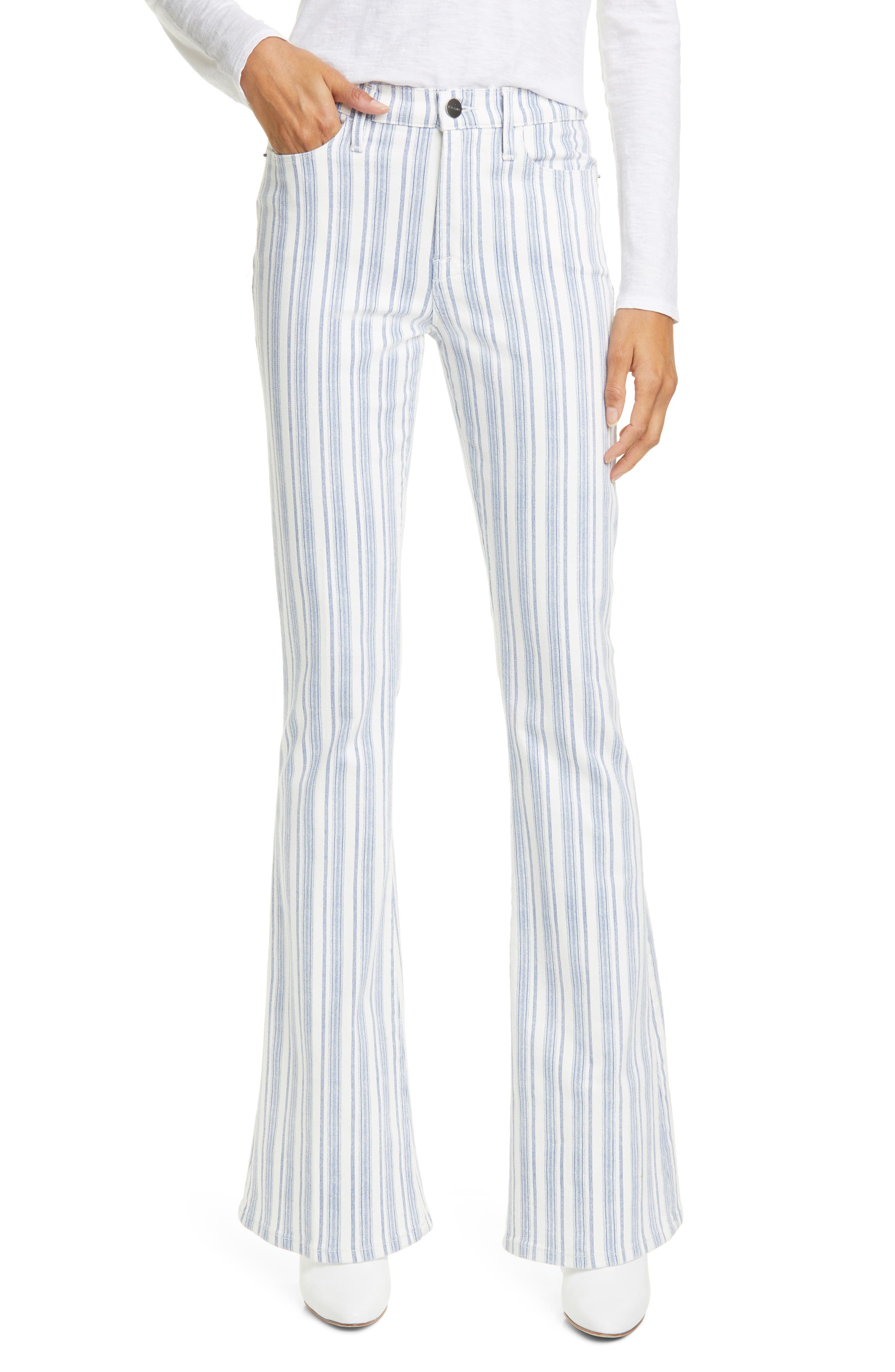 frame striped jeans