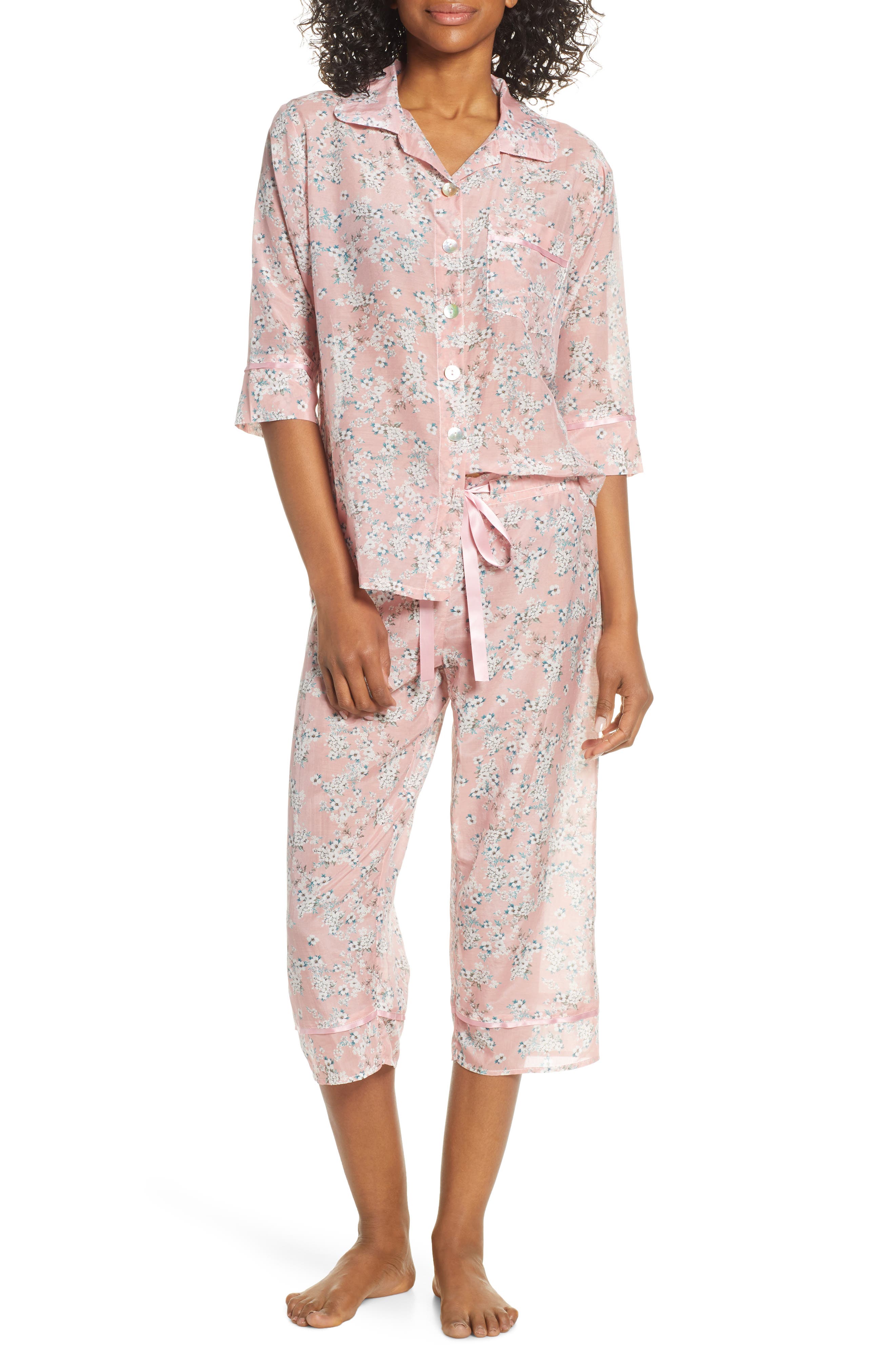 Papinelle Isabelle Cotton & Silk Crop Pajamas, Pink