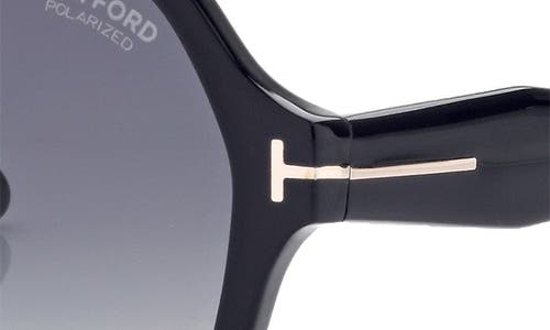 Shop Tom Ford Romy 56mm Polarized Geometric Sunglasses In Shiny Black/smoke Polarized