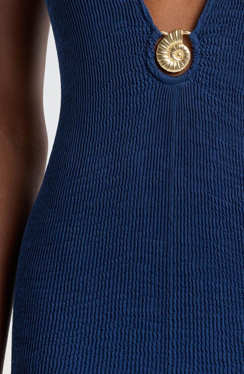 Cleonie Neptune Plunge Cover-up Minidress In Navy