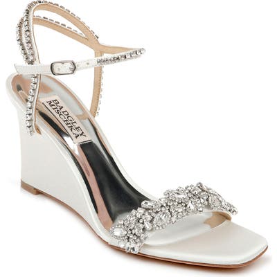 Badgley Mischka Jenna Wedge Sandal, White