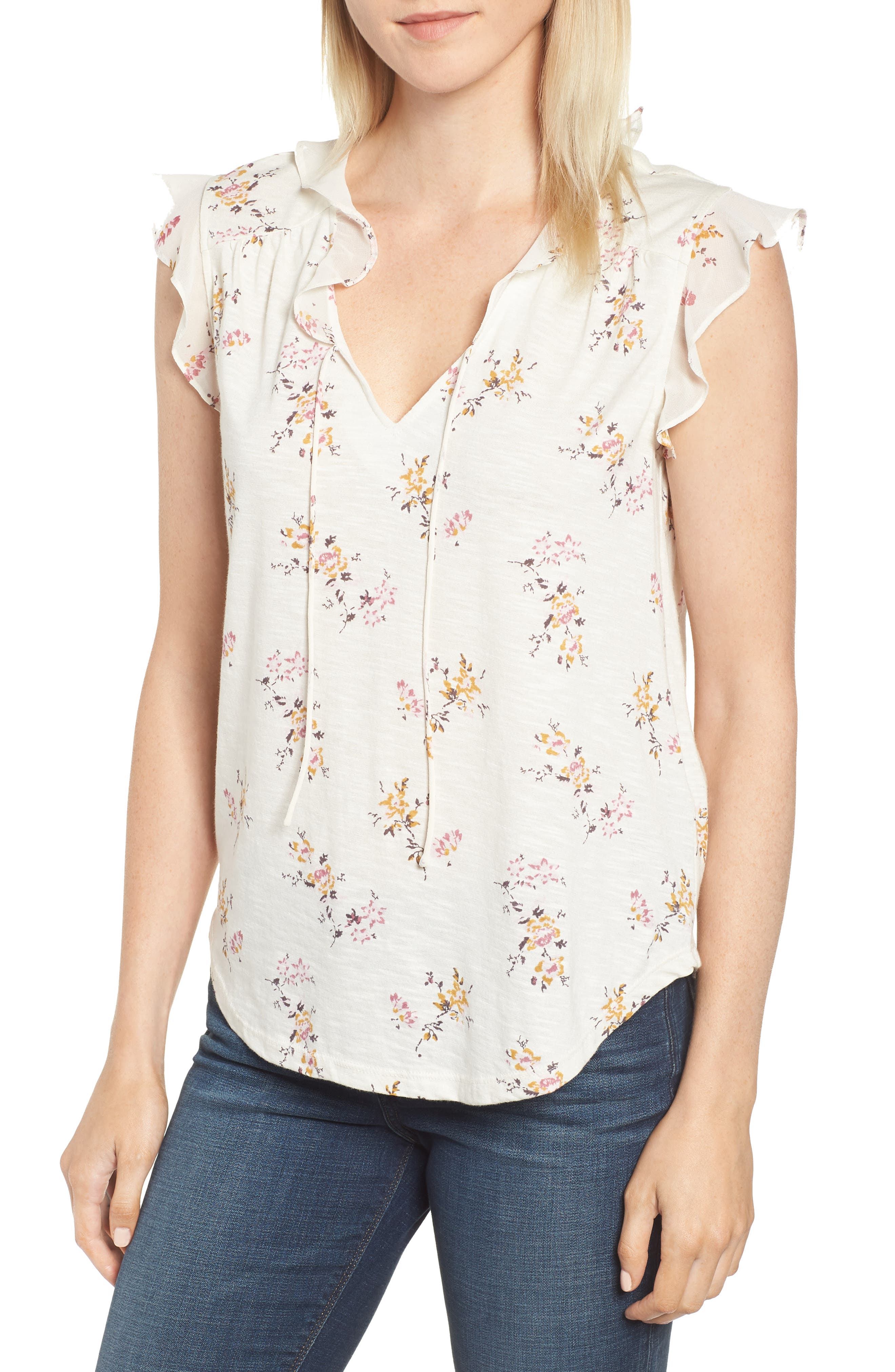 lucky brand flutter sleeve top