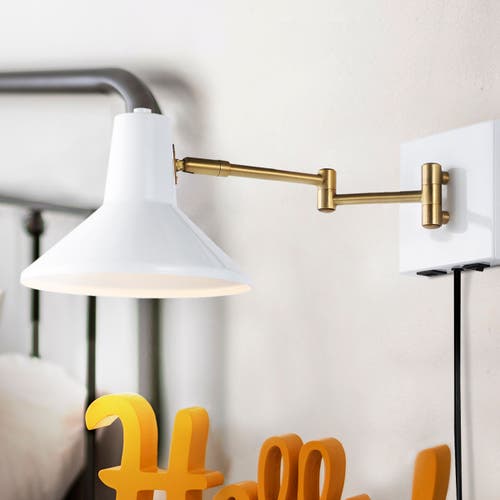 Jonathan Y Hygge Swing Arm 1-light Modern Midcentury Iron Usb Charging Port Led Sconce In White