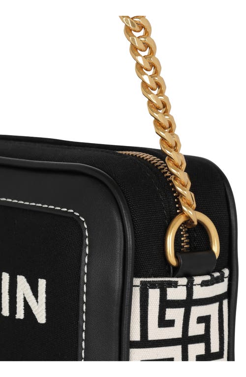 Shop Balmain B-army Monogram Crossbody Camera Bag In Ivory/black