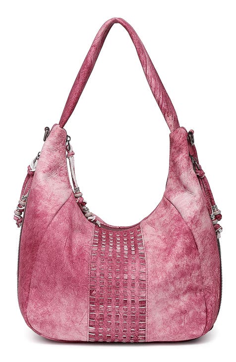 FORRICA Handbag for Women with Pompom Ladies Shoulder Bag Fashion Rhombus  Texture Top Handle Bag PU Leather Work Crossbody Bag Pink