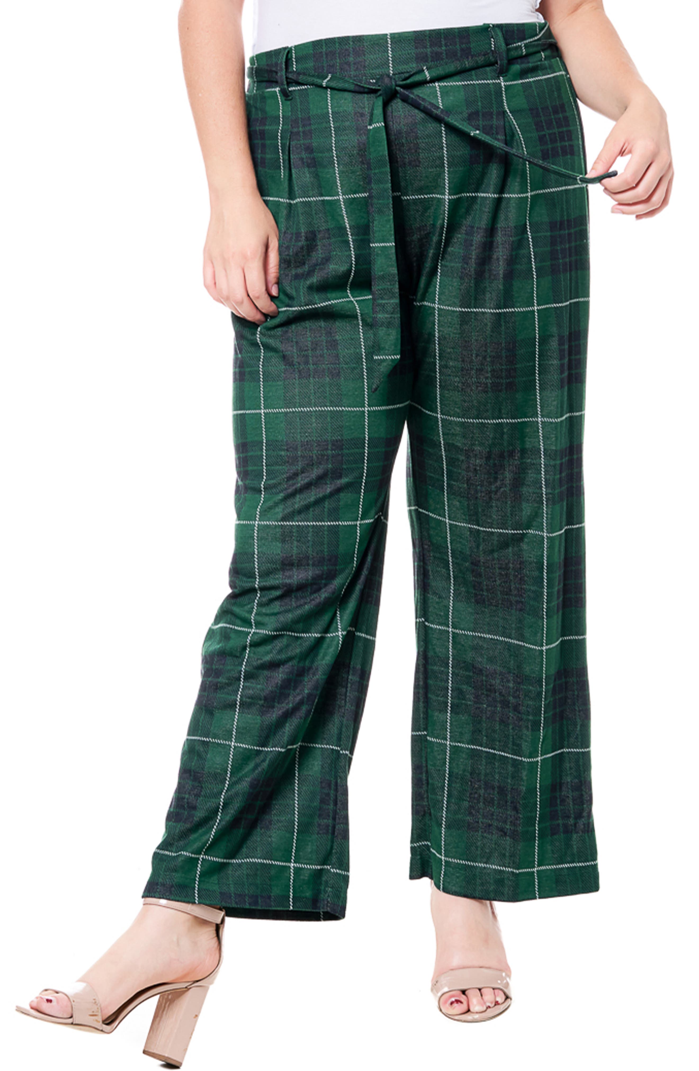 Single Thread Plaid Tie Waist Pants 