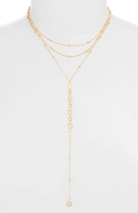 Rose Gold, Mother of Pearl and Diamond Monograms Layering Necklace, Station | Longchain, Contemporary Jewelry