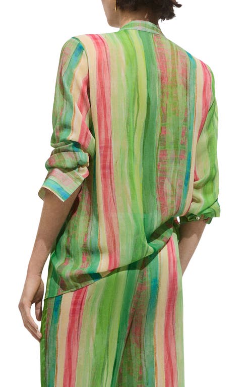 MANGO MANGO STRIPE SEMISHEER BUTTON-UP SHIRT 