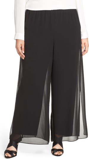 Alex Evenings Chiffon Overlay Wide Leg Pants | Nordstrom