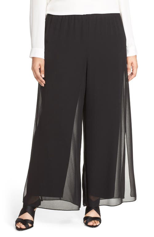 Alex Evenings Chiffon Overlay Wide Leg Pants in Black at Nordstrom, Size 2X