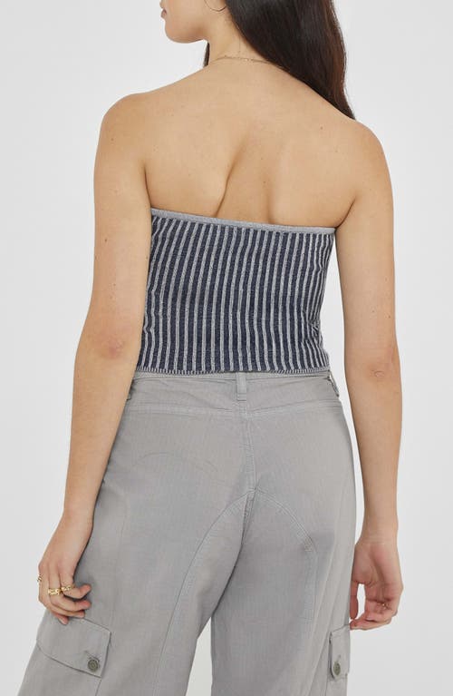 Guess Go Stripe Knit Tube Top In Uniform Blue Multi
