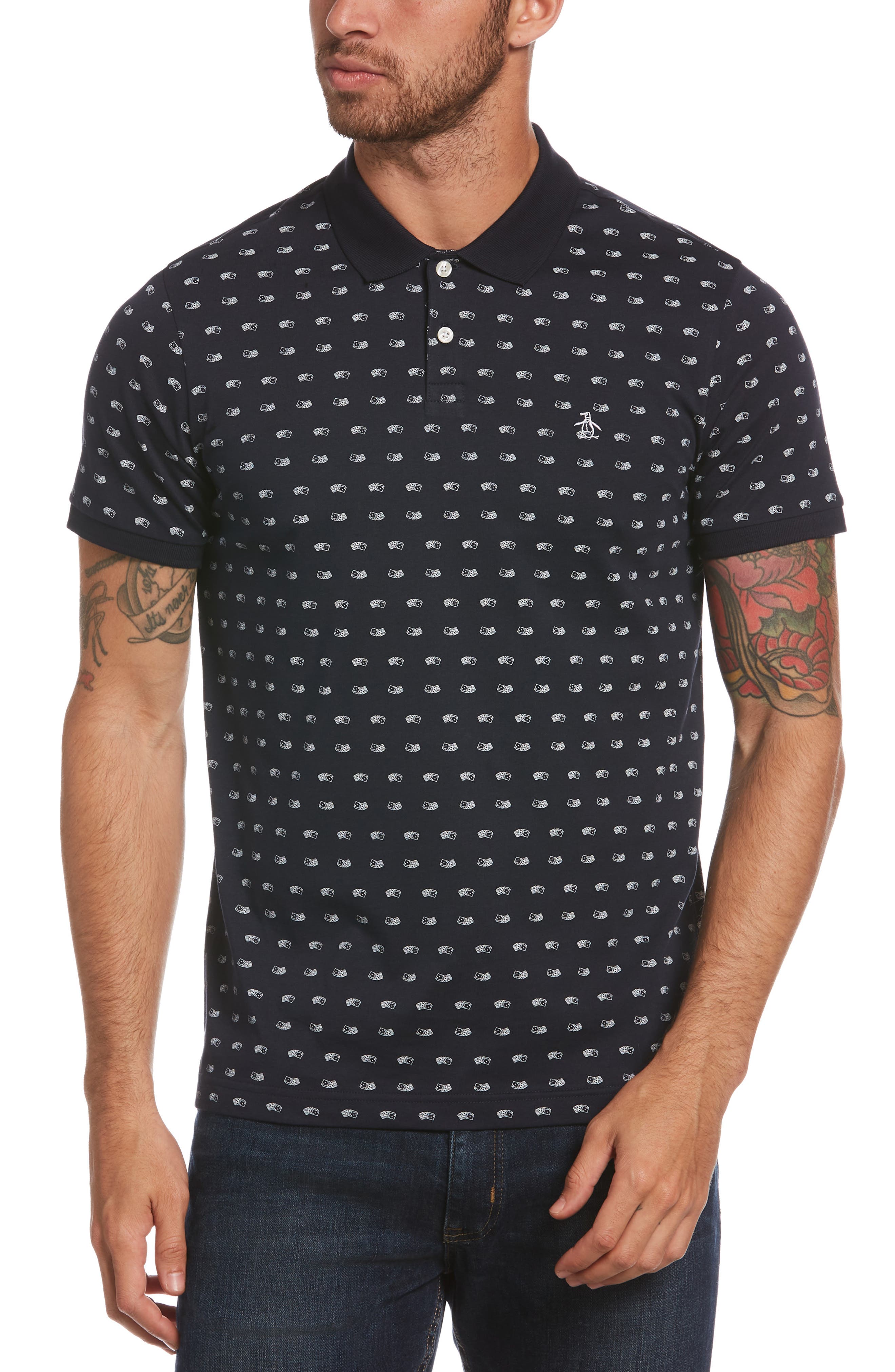 UPC 799016093051 product image for Original Penguin Dice Print Cotton POlo in Dark Sapphire at Nordstrom, Size Xx-L | upcitemdb.com