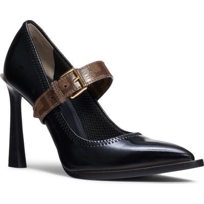Fendi Logo Strap Pointy Toe Pump, Black