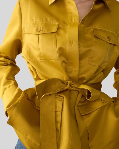 Shop Cynthia Rowley Satin Safari Jacket In Yellow