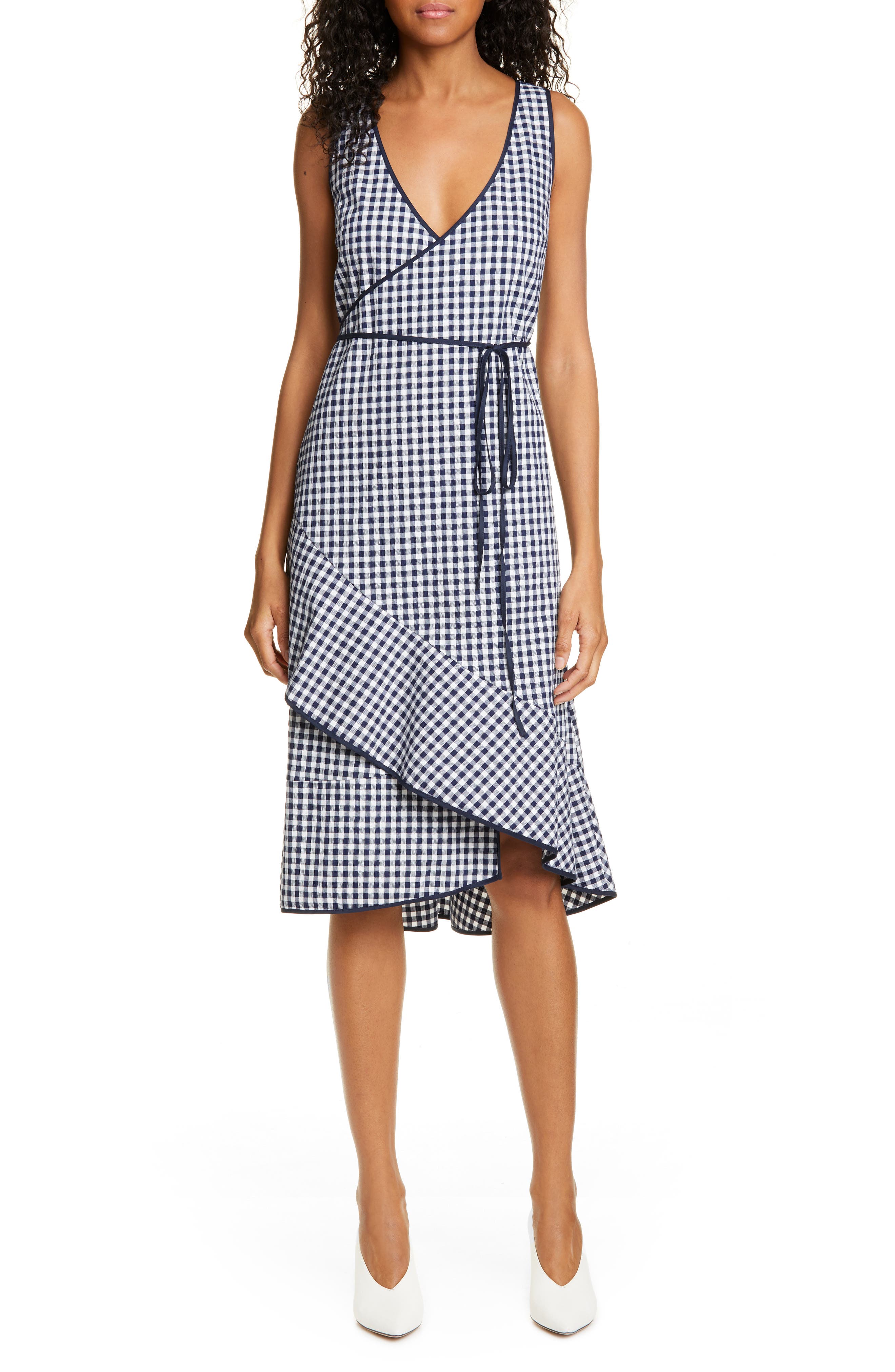 Hugo Kithea Check Wrap Dress, Blue