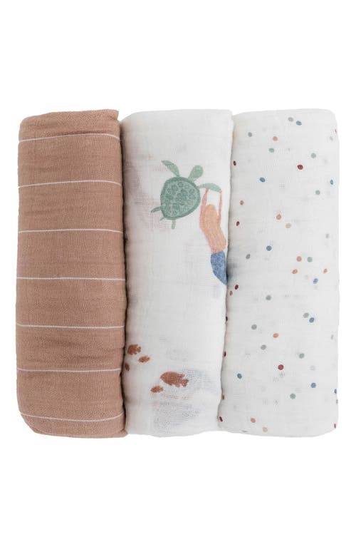 little unicorn 3-Pack Organic Cotton Muslin Swaddle Blankets in Mermaids at Nordstrom