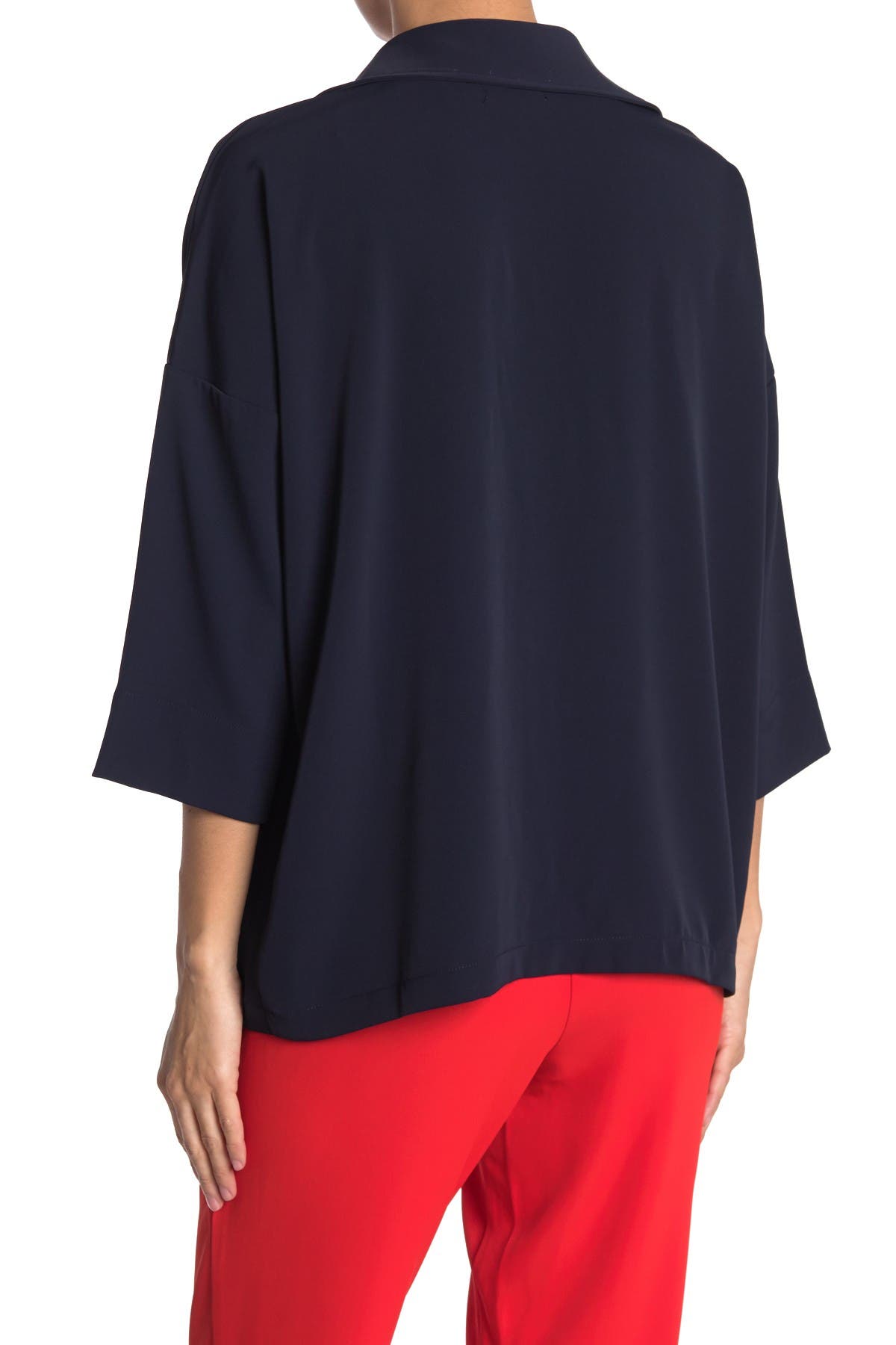 Melloday Pop Over Woven Top In Navy