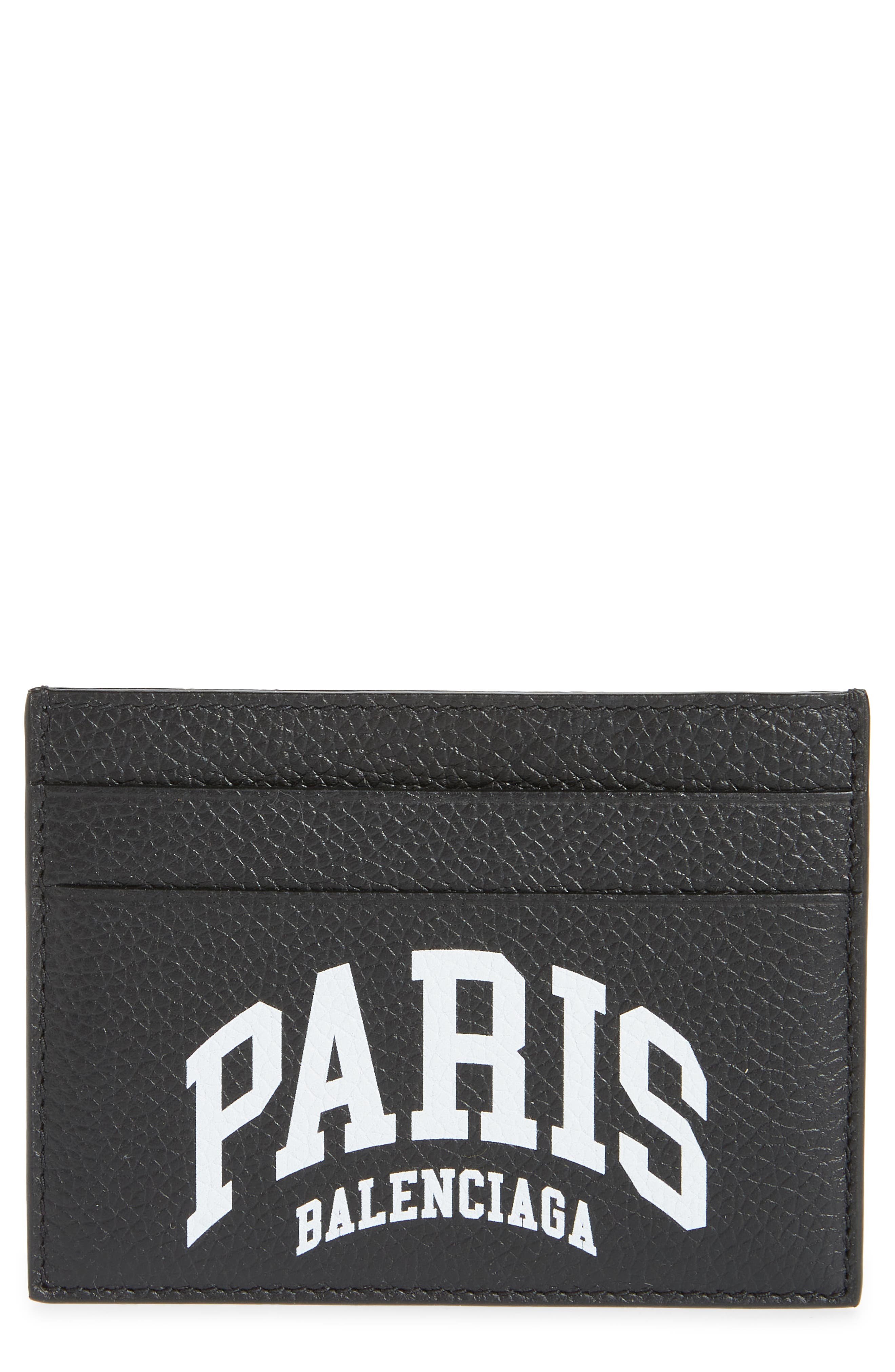 Balenciaga Leather Card Holder in Black/White Paris at Nordstrom