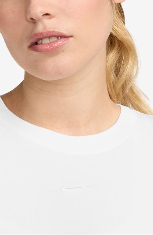 Shop Nike Sportswear Chill Knit Slim Long Sleeve Crop T-shirt In White/white