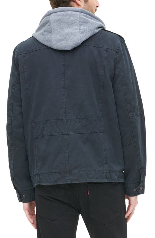 Shop Levi's Levis Detachable Hood Utility Jacket In Navy