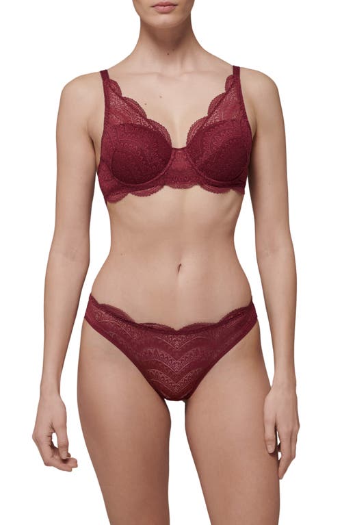 Shop Simone Perele Karma Underwire Lace Demi Bra In Spinel Red