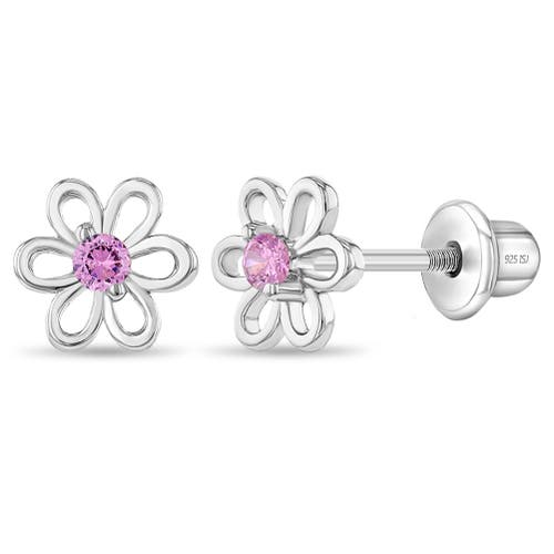 Shop In Season Jewelry Spring Cubic Zirconia Flower Earrings In Pink