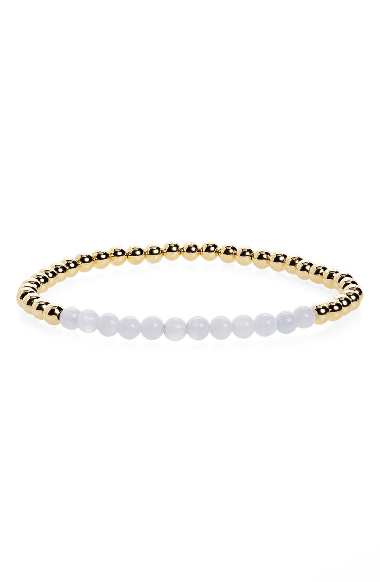 GORJANA Power Gemstone Aura Stretch Bracelet, Main, color, EXPRESSION BLUE LACE AGATE