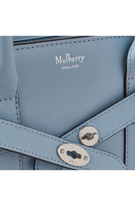Shop Mulberry Mini Zipped Bayswater Leather Satchel In Poplin Blue