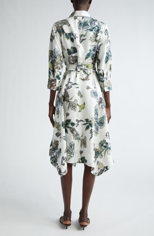 Shop Jason Wu Collection Forest Floral Silk Twill Shirtdress In Chalk Multi