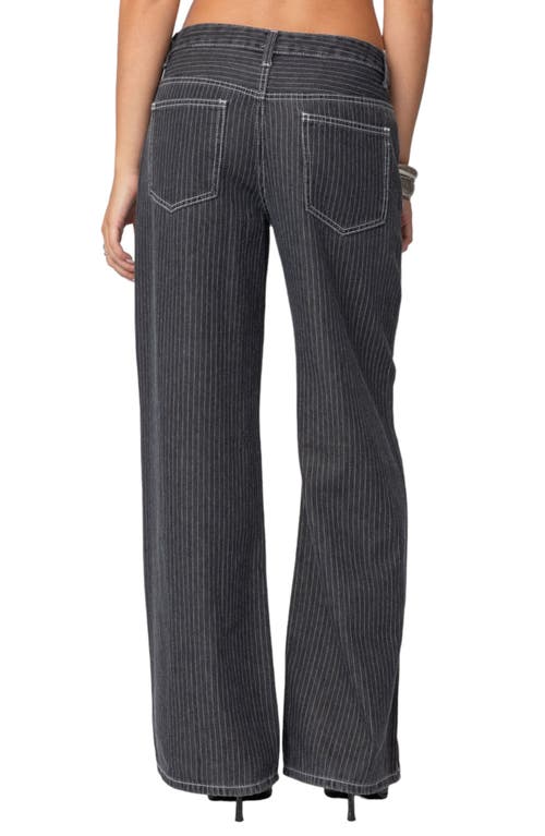 EDIKTED EDIKTED PINSTRIPE WIDE LEG LOW RISE JEANS 