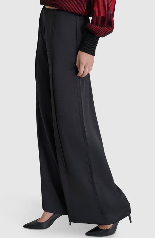 Dkny Pintuck Wide Leg Pants In Black
