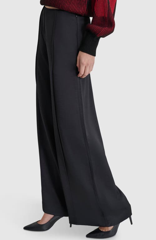 Shop Dkny Pintuck Wide Leg Pants In Black