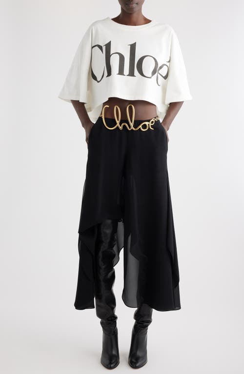 Shop Chloé Oversize Crop Graphic T-shirt In White