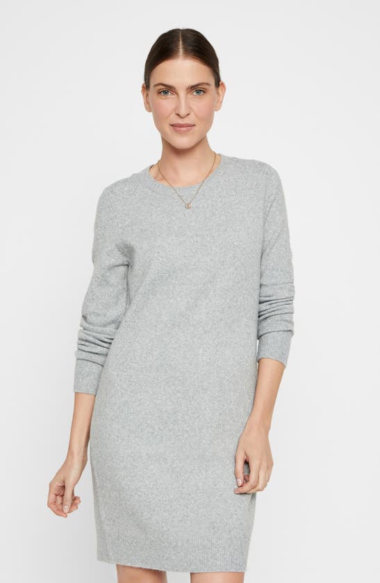 Vero Moda Doffy Long Sleeve Sweater Dress In Light Grey Melange