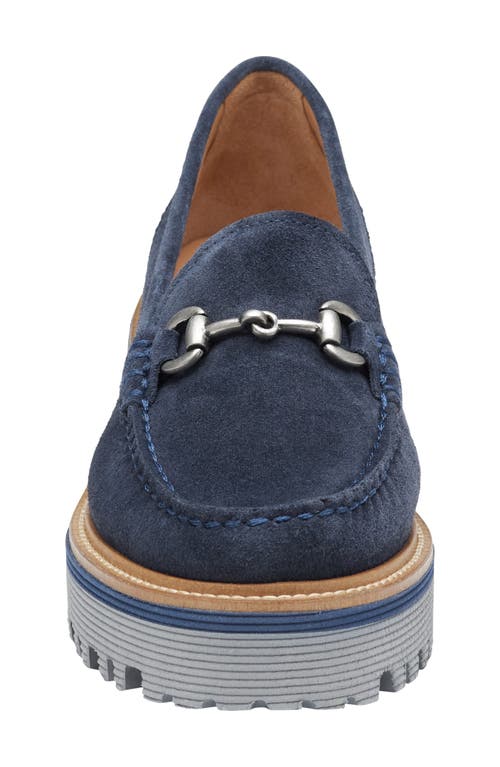 Shop Johnston & Murphy Emmalynn Lug Sole Bit Loafer In Navy Suede