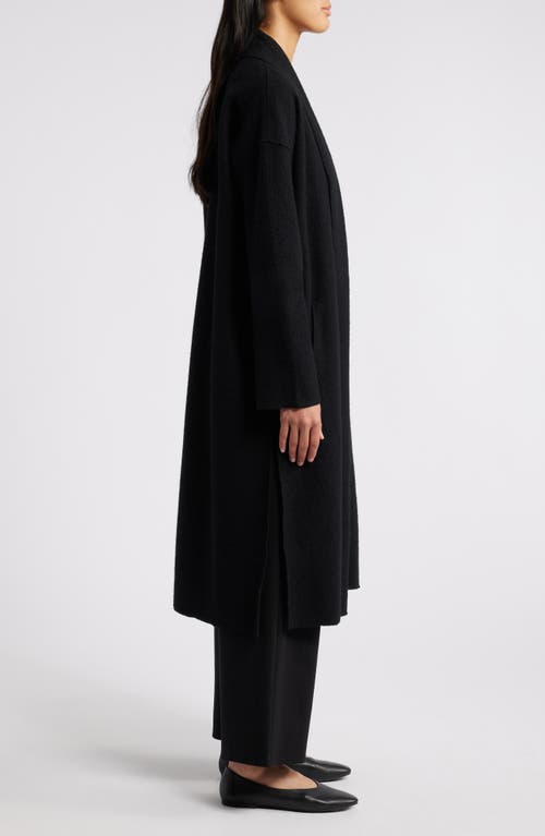 Shop Eileen Fisher High Collar Wool Felted Coat In Black